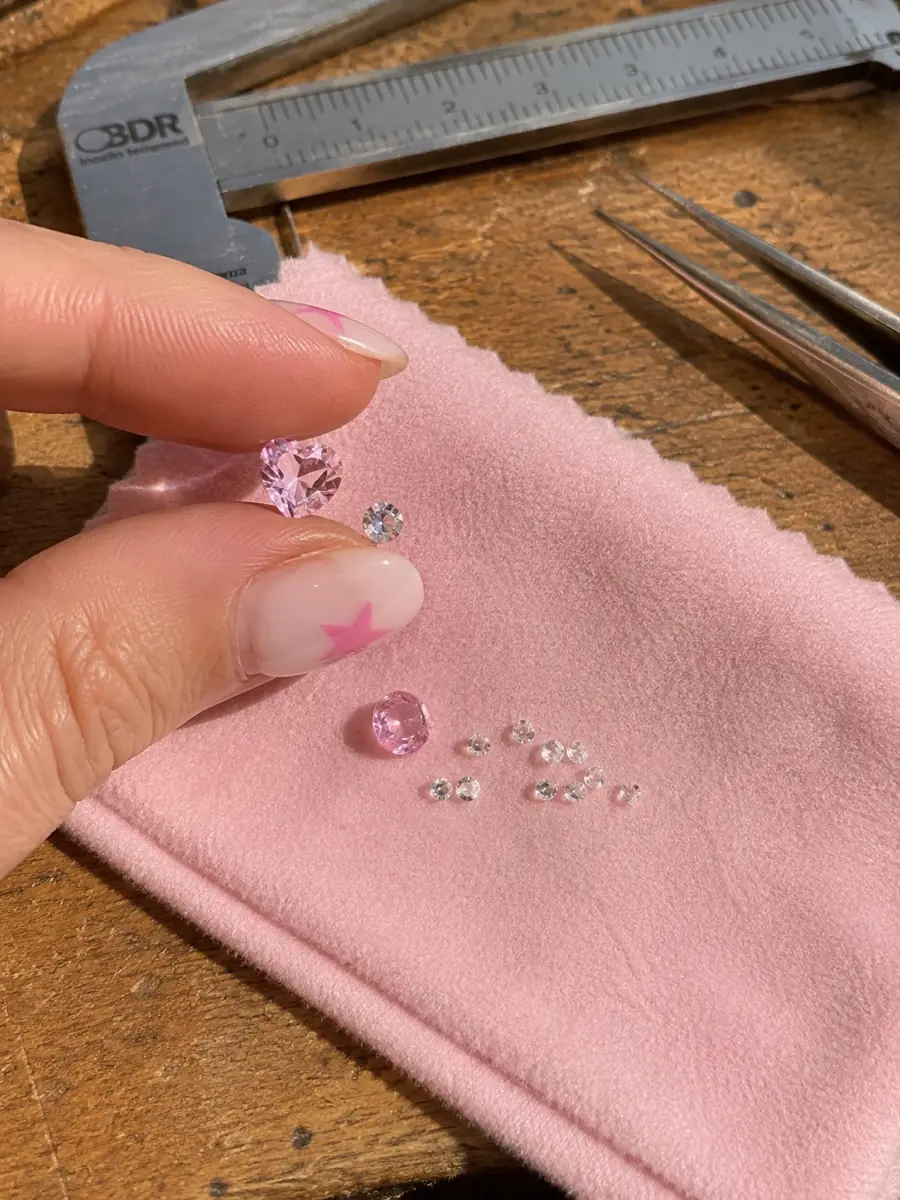 Their stone, chosen at the BooBoos jewelry bench