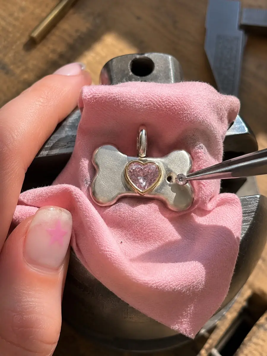 Set by hand at the BooBoos jewelry bench