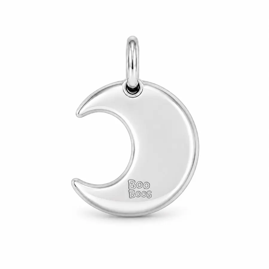 The Crescent engraved back charm close-up